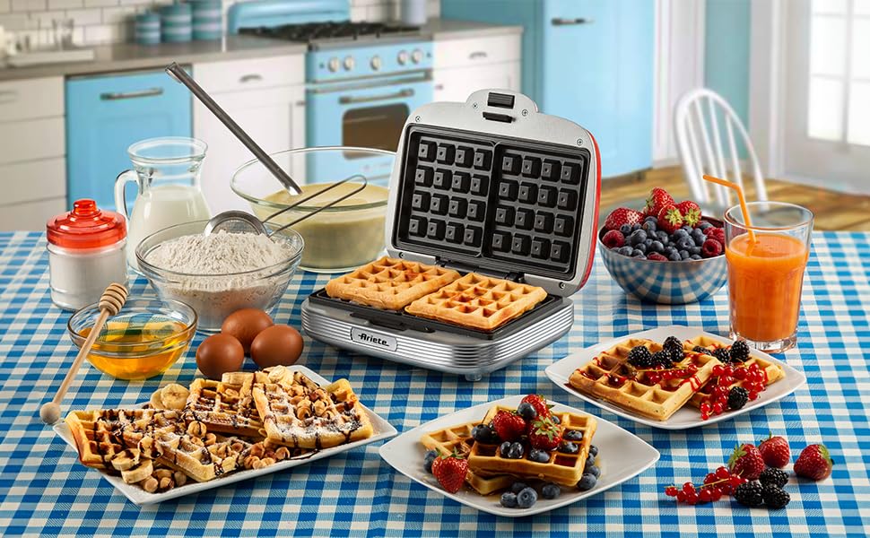 Ariete-Waffle-Maker-Party-Time-1973-Waffle-Maker-with-Non-Stick-Plates-Cord-Reel-Safety-Lock-and-Pow-B08JPQ5B57